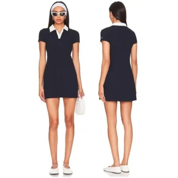 Splits59 Polo Airweight Mini Polo Dress Country Club Preppy Athleisure Indigo Sm - Picture 1 of 10